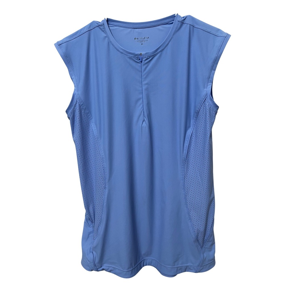 Athleta Women's Periwinkle Blue‎ Quarter Zip  Training Top Medium RN54023